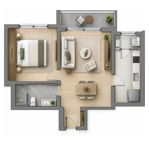 3 BHK floor plan at Brigade WTC
