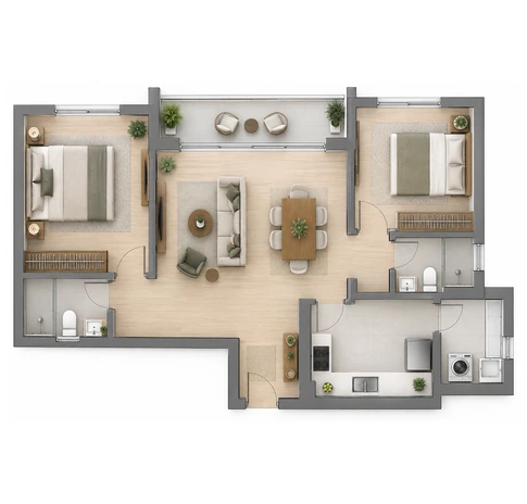4 BHK floor plan at Brigade WTC