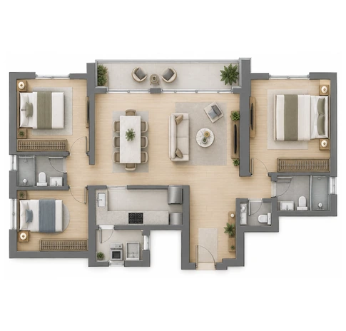 5 BHK floor plan at Brigade WTC